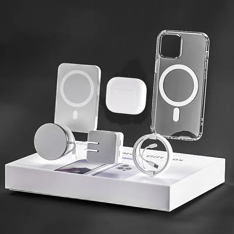 Mega Loja dos Produtos Tecnologia Kit para iPhone com MagSafe, Fone Sem Fio, Carregador e Capa - 6 Peças