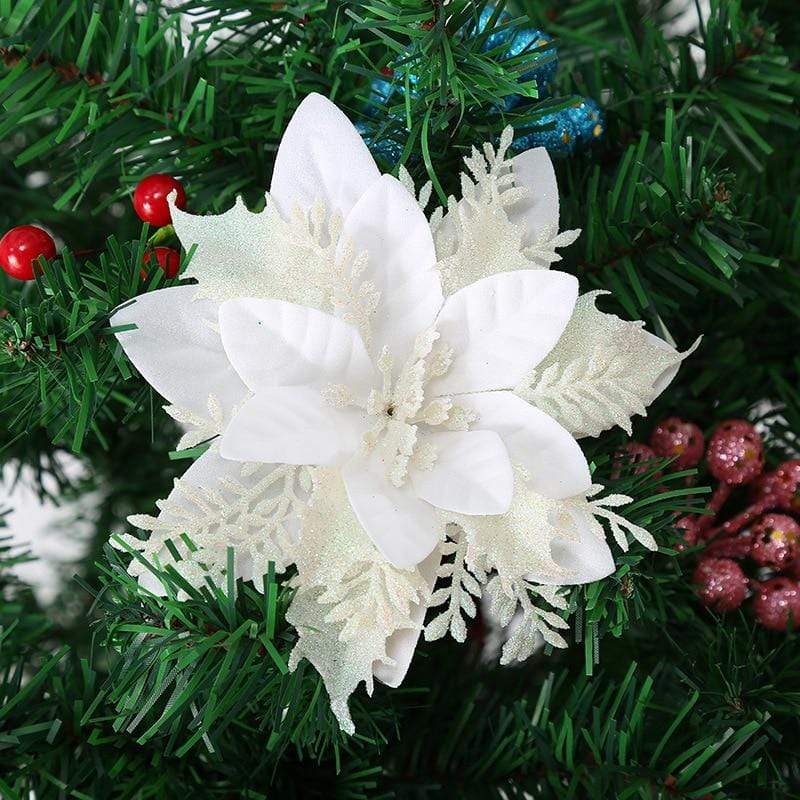 Mega Loja dos Produtos Casa Branco Flor para Enfeite de Natal 14cm - 5 Unidades