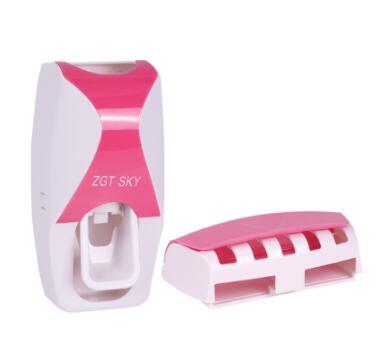 Mega Loja dos Produtos Casa Dispenser + Suporte Rosa Dispenser Automático de Pasta de Dentes com Suporte para Escova