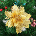 Mega Loja dos Produtos Casa Dourado II Flor para Enfeite de Natal 14cm - 5 Unidades