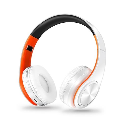 Mega Loja dos Produtos Tecnologia branco/laranja Headset Bluetooth Sem Fio Estéreo