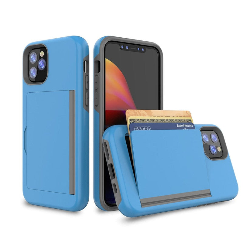 Capa Iphone 14 PRO MAX - TPU Porta Cartão Azul ✔️
