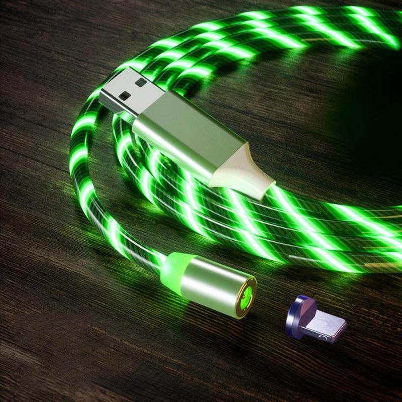 Mega Loja dos Produtos Verde / Micro USB Cabo de Carregamento Magnético com LED para iPhone e Android
